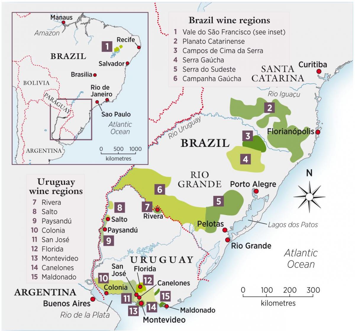 Քարտեզ Ուրուգվայ գինի
